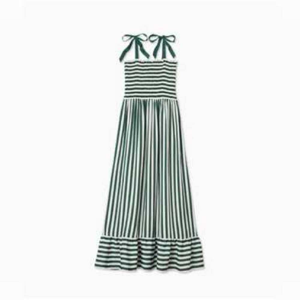 summersalt Green and White Striped Maxi Dress with Tie Straps - Picture 2 of 10